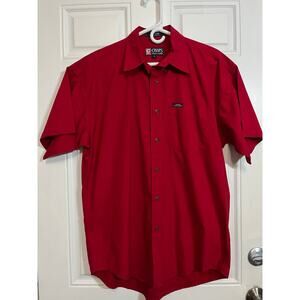 Red Short Sleeve Button Up Shirt Classic Casual Chaps Medium Cotton